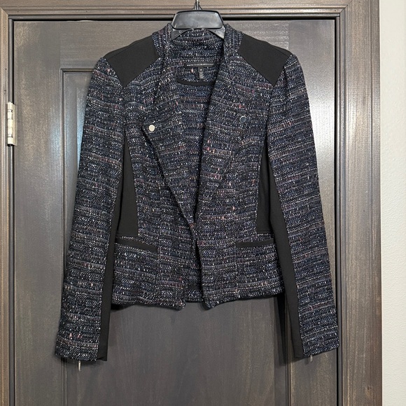 White House Black Market Jackets & Blazers - White House Black Market (WHBM) women’s blazer crop tweed black multicolor 10‎